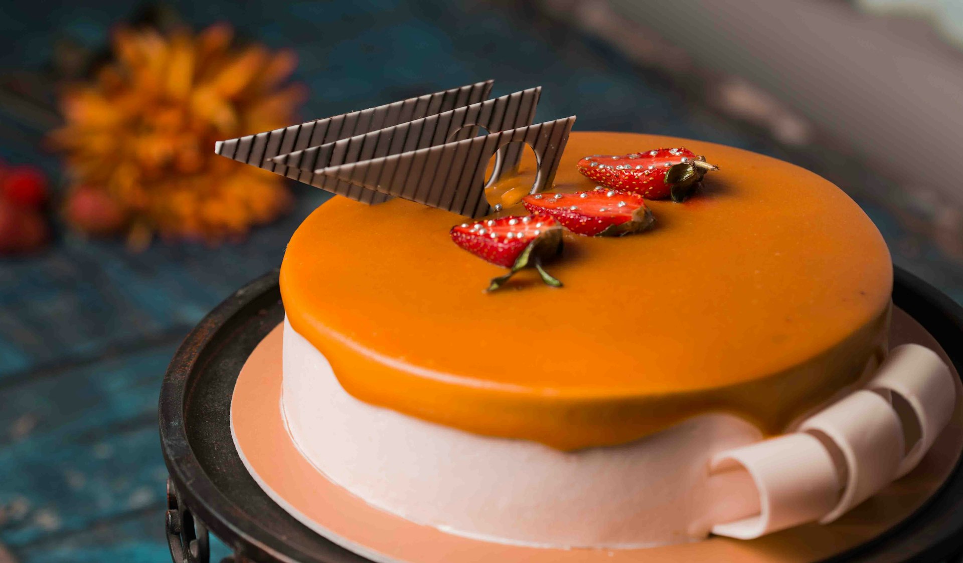 A modern celebration cake with textured buttercream